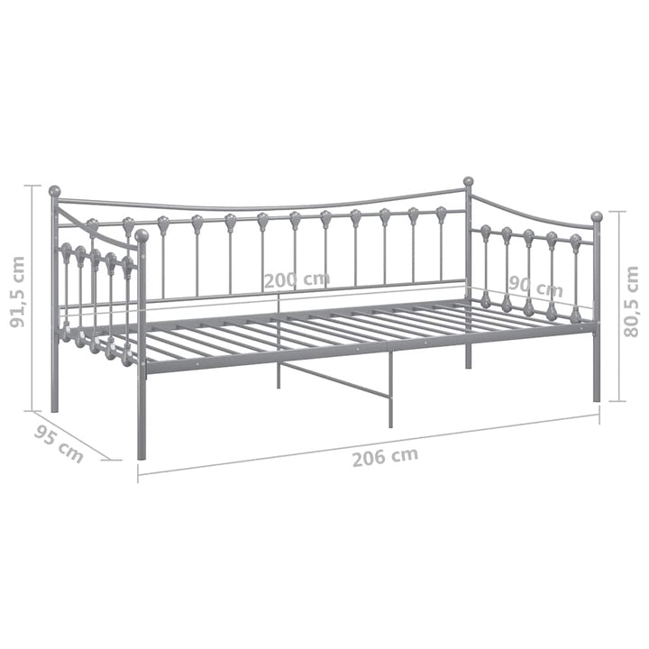 sengestel til udtræksseng 90x200 cm metal grå