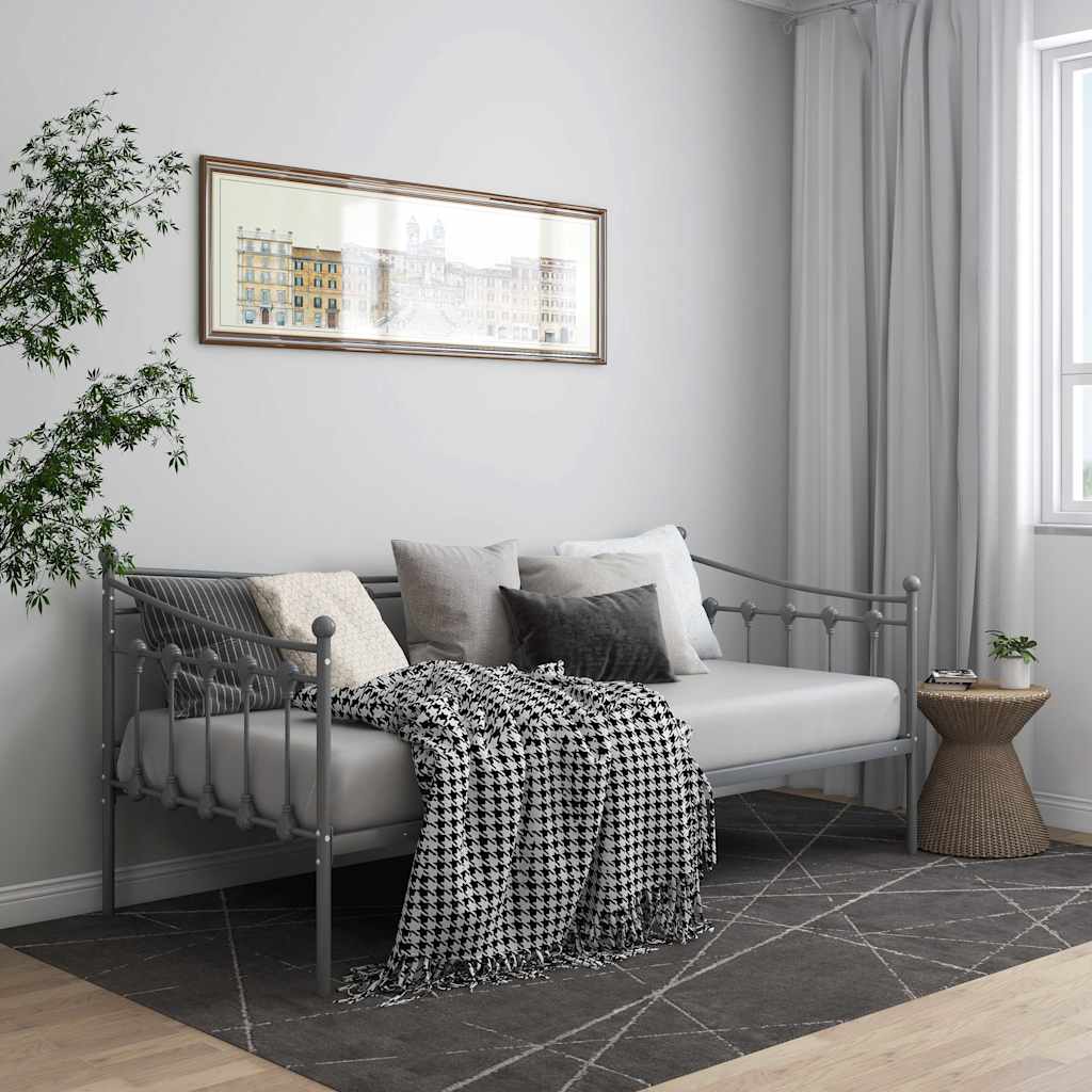 sengestel til udtræksseng 90x200 cm metal grå