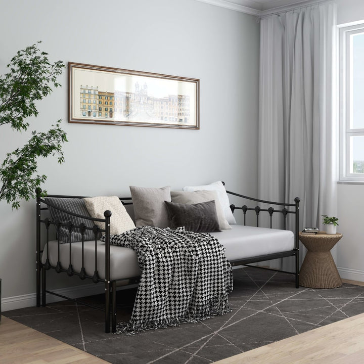 sengestel til udtræksseng 90x200 cm metal sort