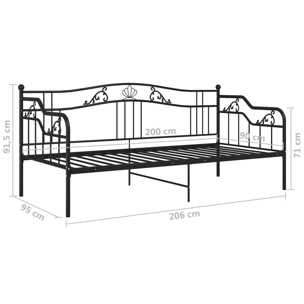 sengestel til sovesofa 90x200 cm metal sort