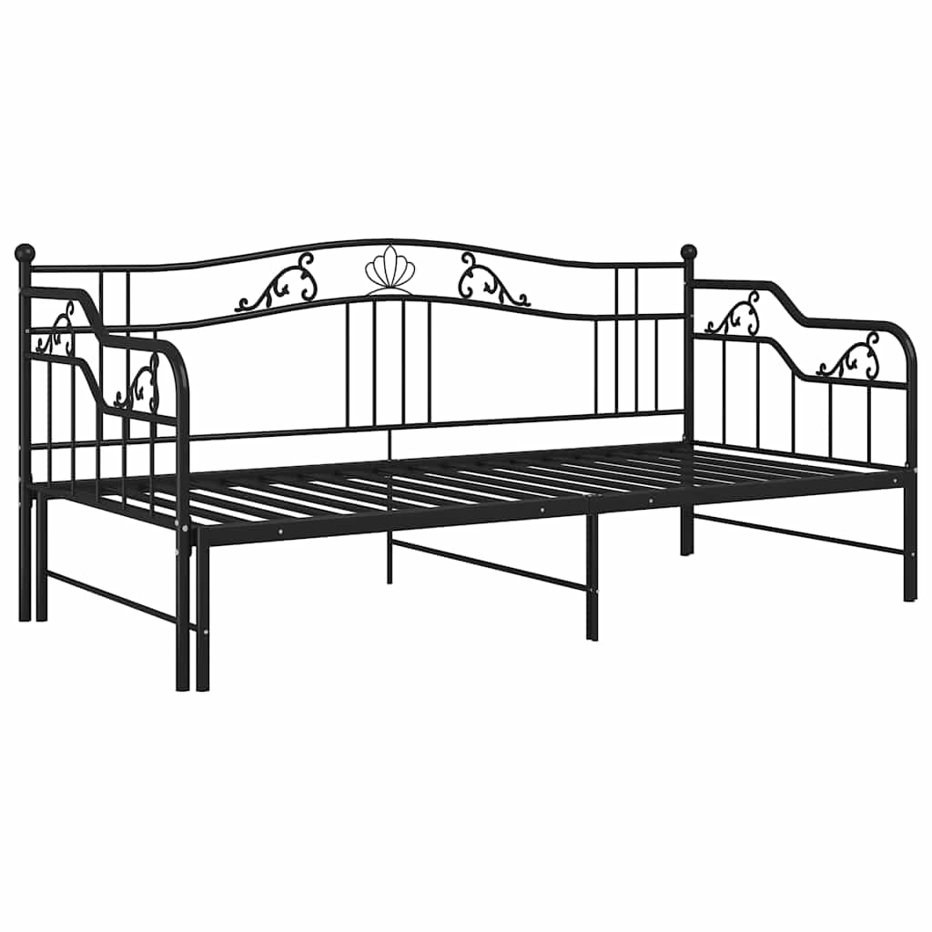 sengestel til udtræksseng 90x200 cm metal sort