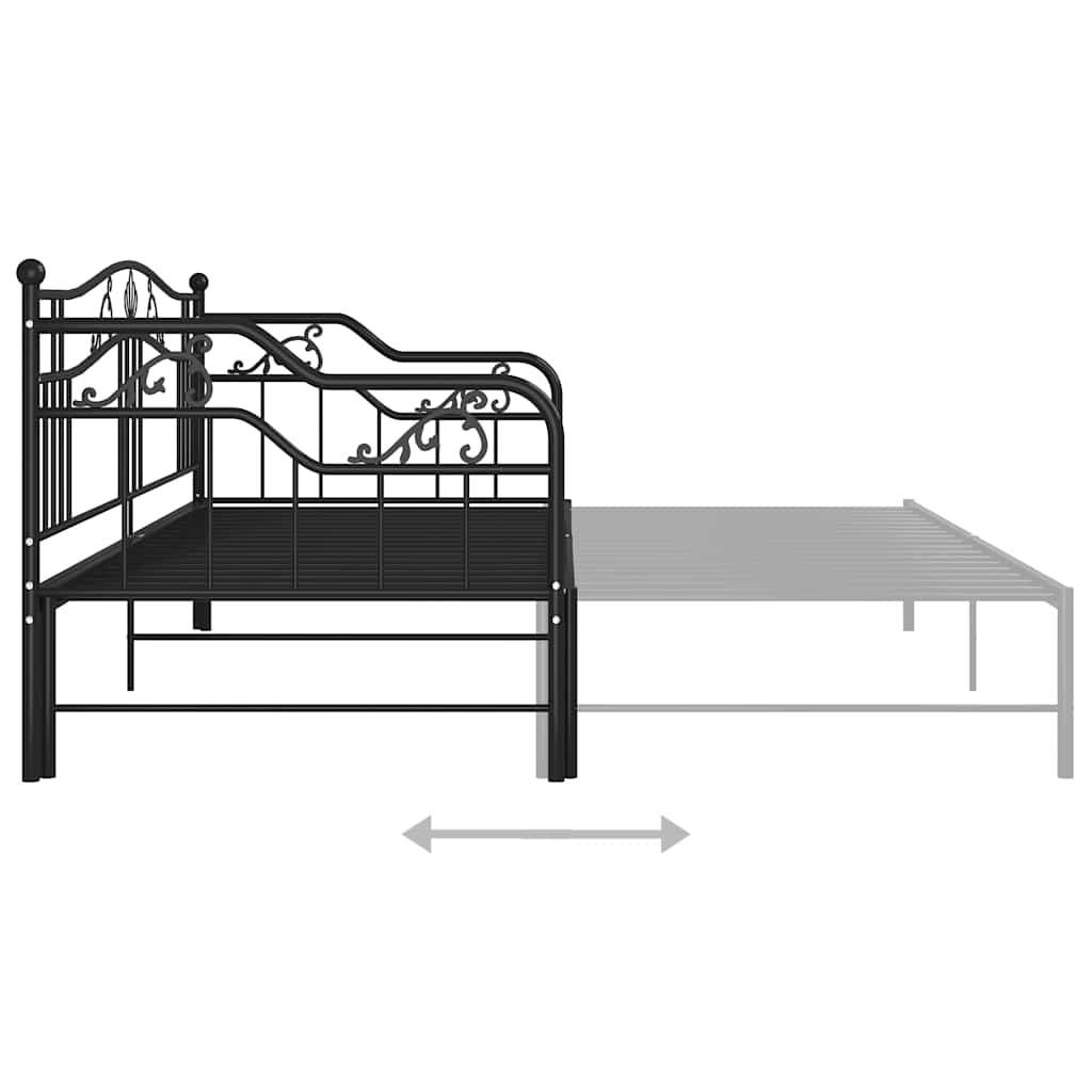 sengestel til udtræksseng 90x200 cm metal sort
