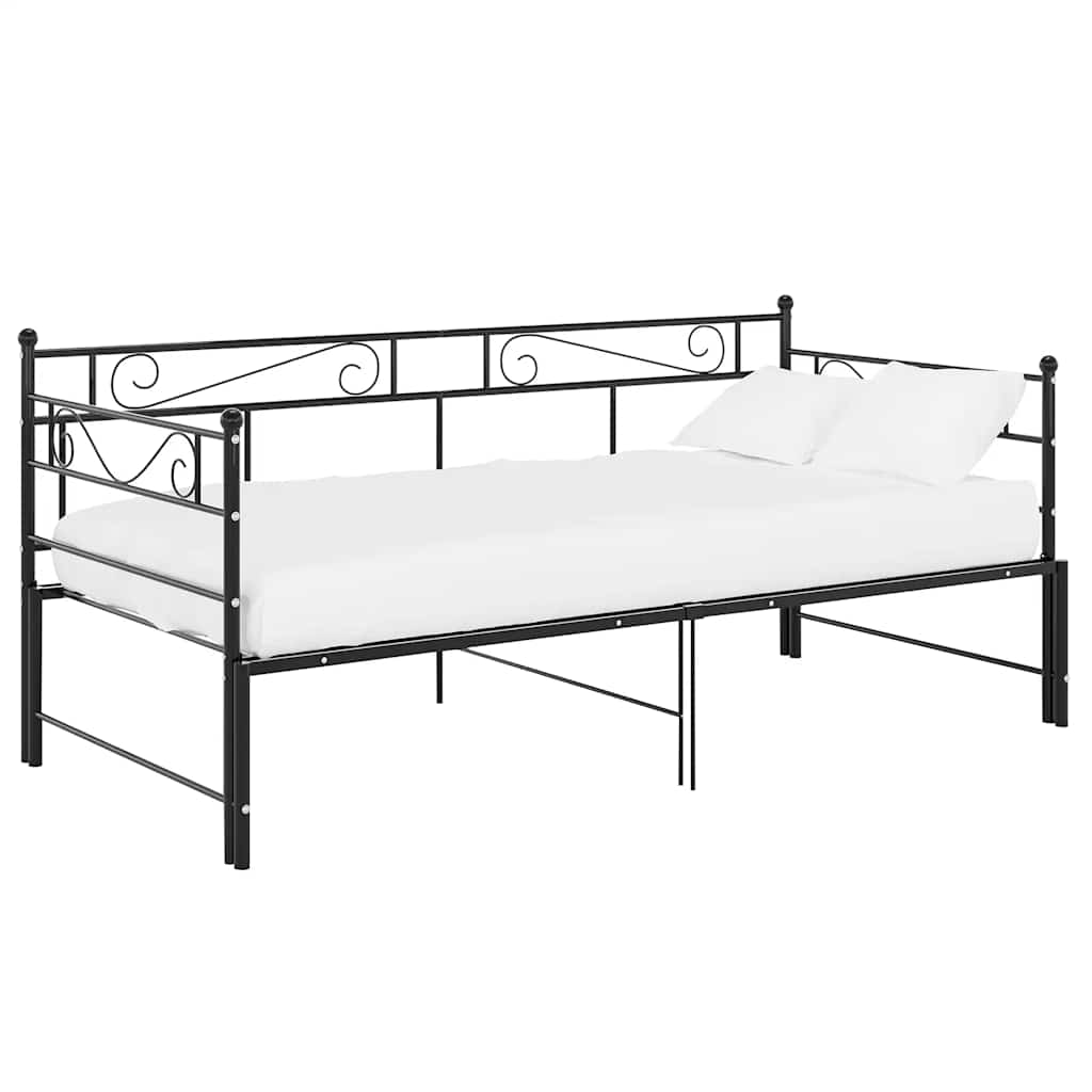 sengestel til udtræksseng 90x200 cm metal sort