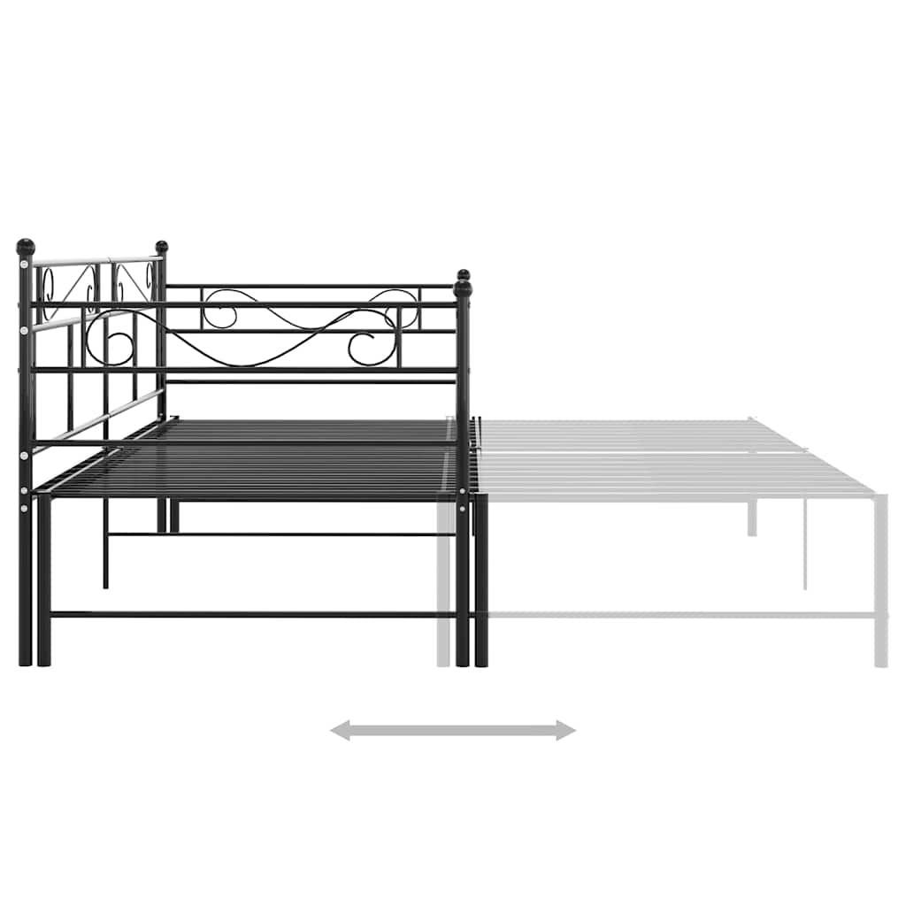 sengestel til udtræksseng 90x200 cm metal sort