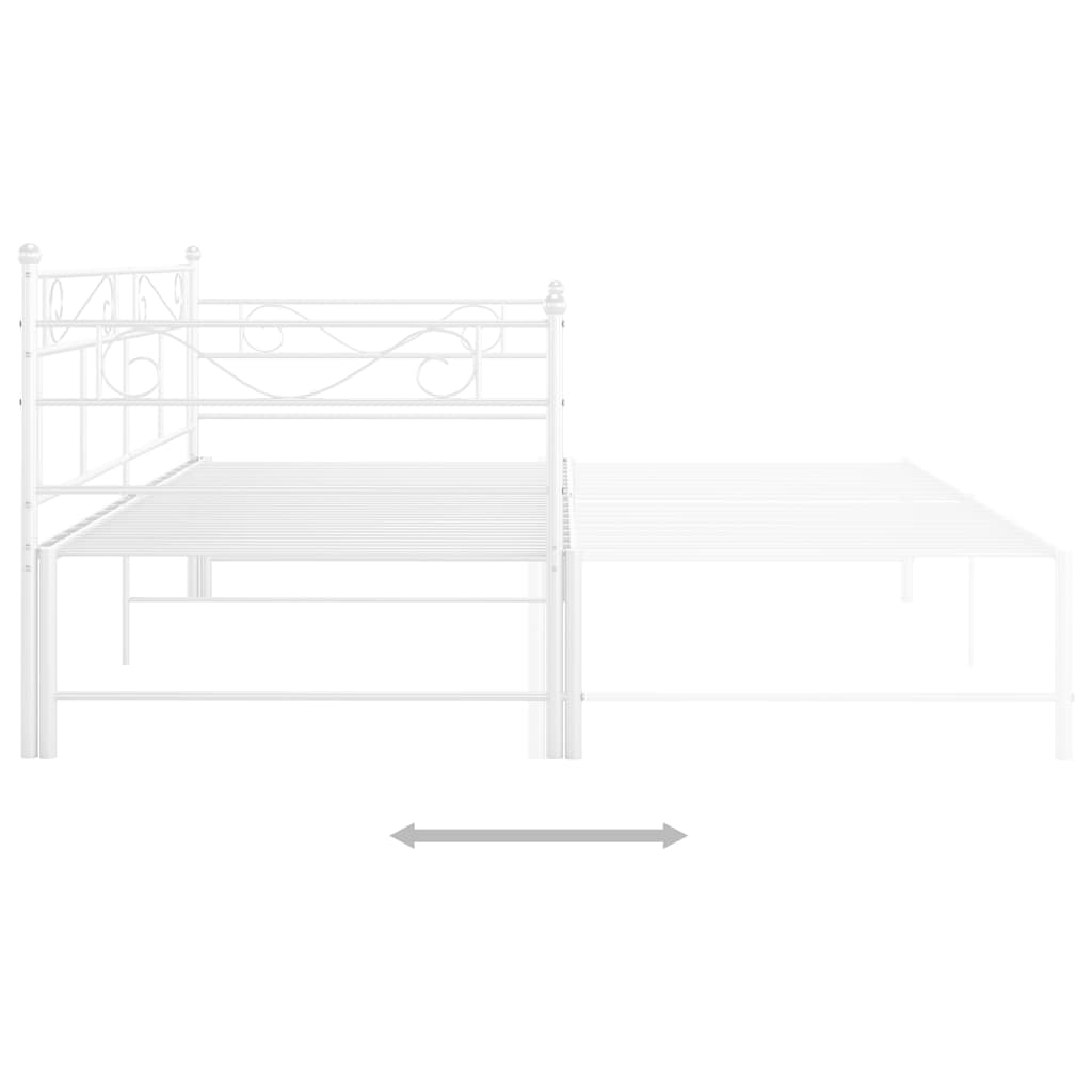 sengestel til udtræksseng 90x200 cm metal hvid