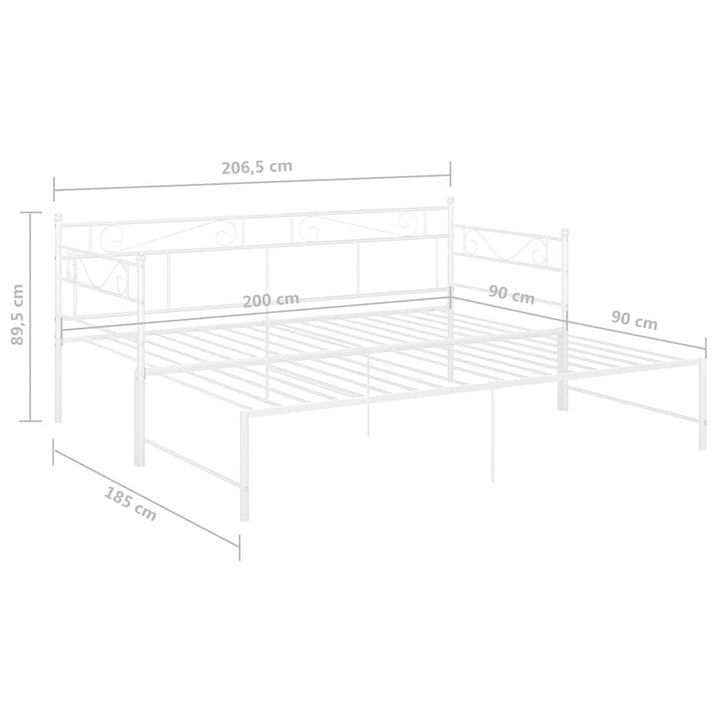 sengestel til udtræksseng 90x200 cm metal hvid