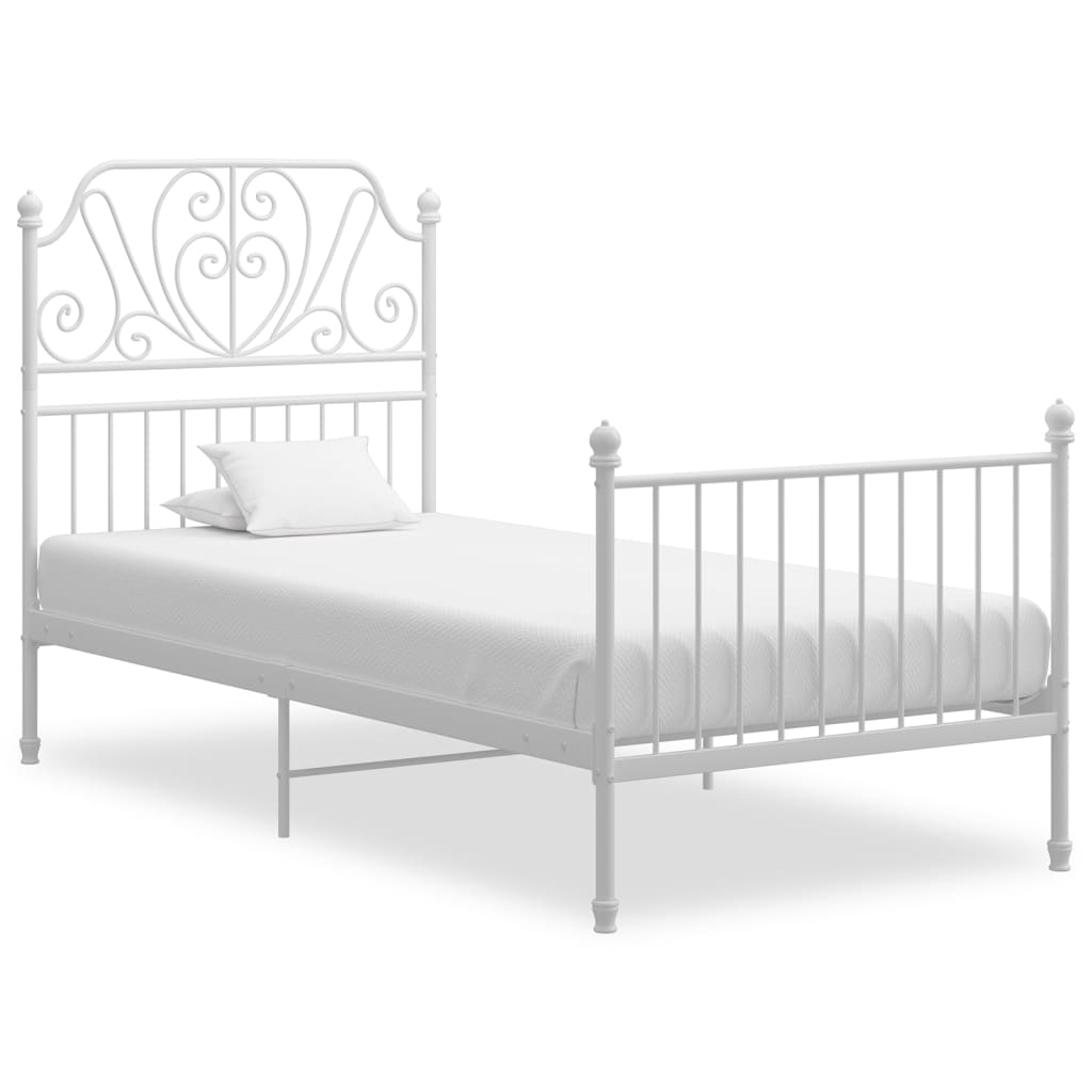 sengestel 90x200 cm metal hvid