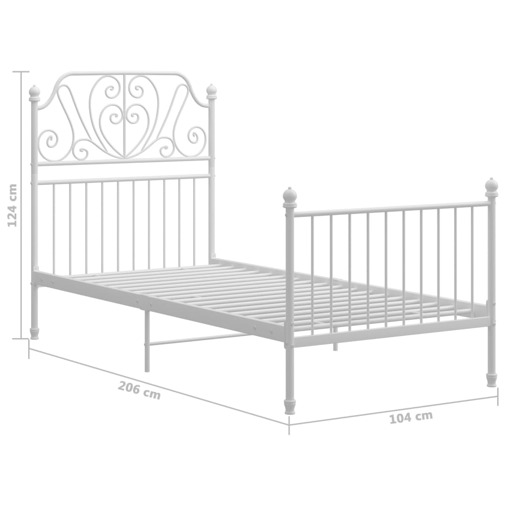 sengestel 100x200 cm metal hvid