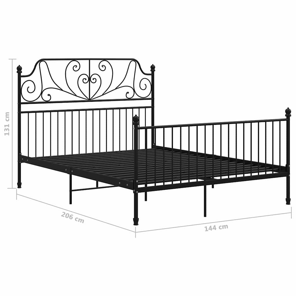 sengestel 140x200 cm metal sort
