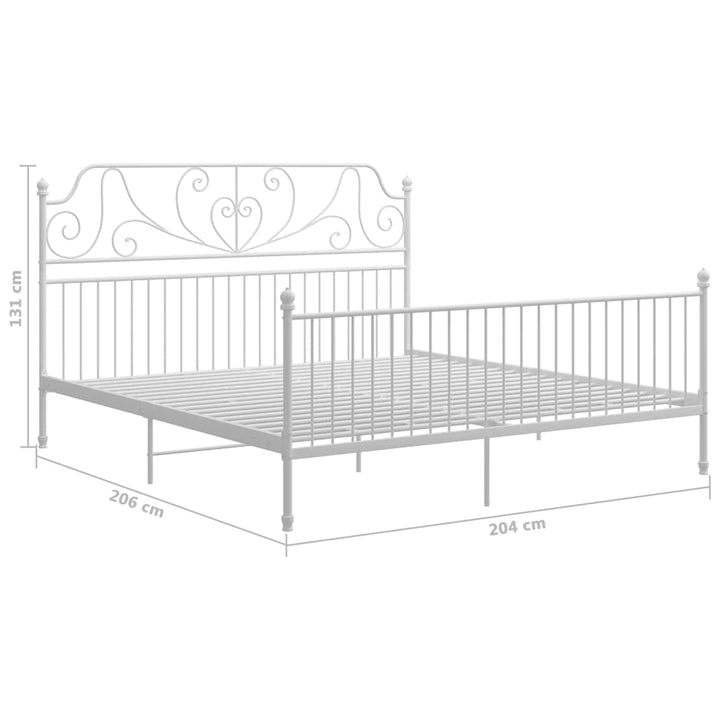 sengestel 200x200 cm metal hvid