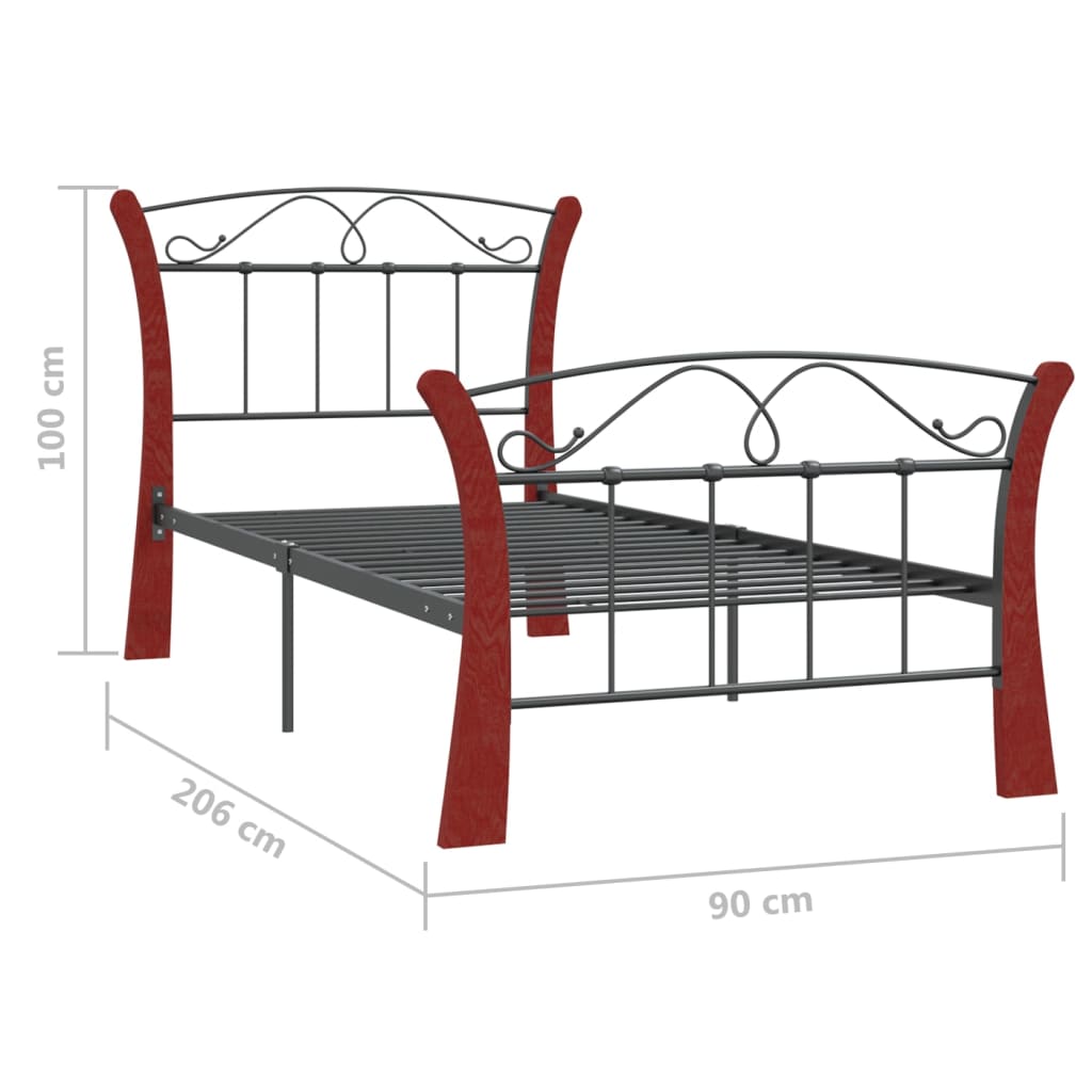 sengeramme 90x200 cm metal sort