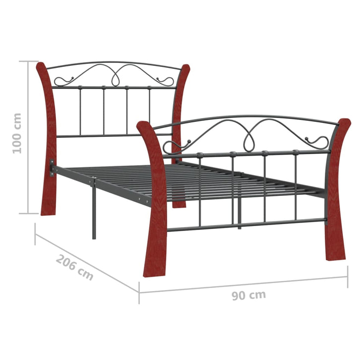 sengeramme 90x200 cm metal sort