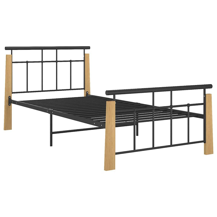 sengestel 90x200 cm massivt egetræ og metal