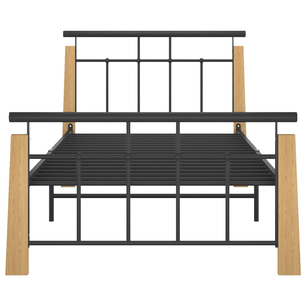 sengestel 100x200 cm metal og massivt egetræ