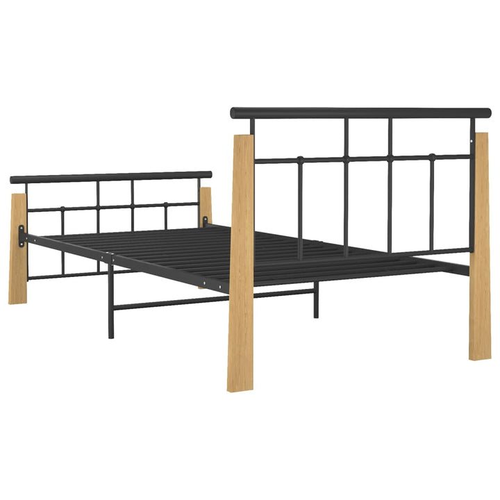sengestel 100x200 cm metal og massivt egetræ