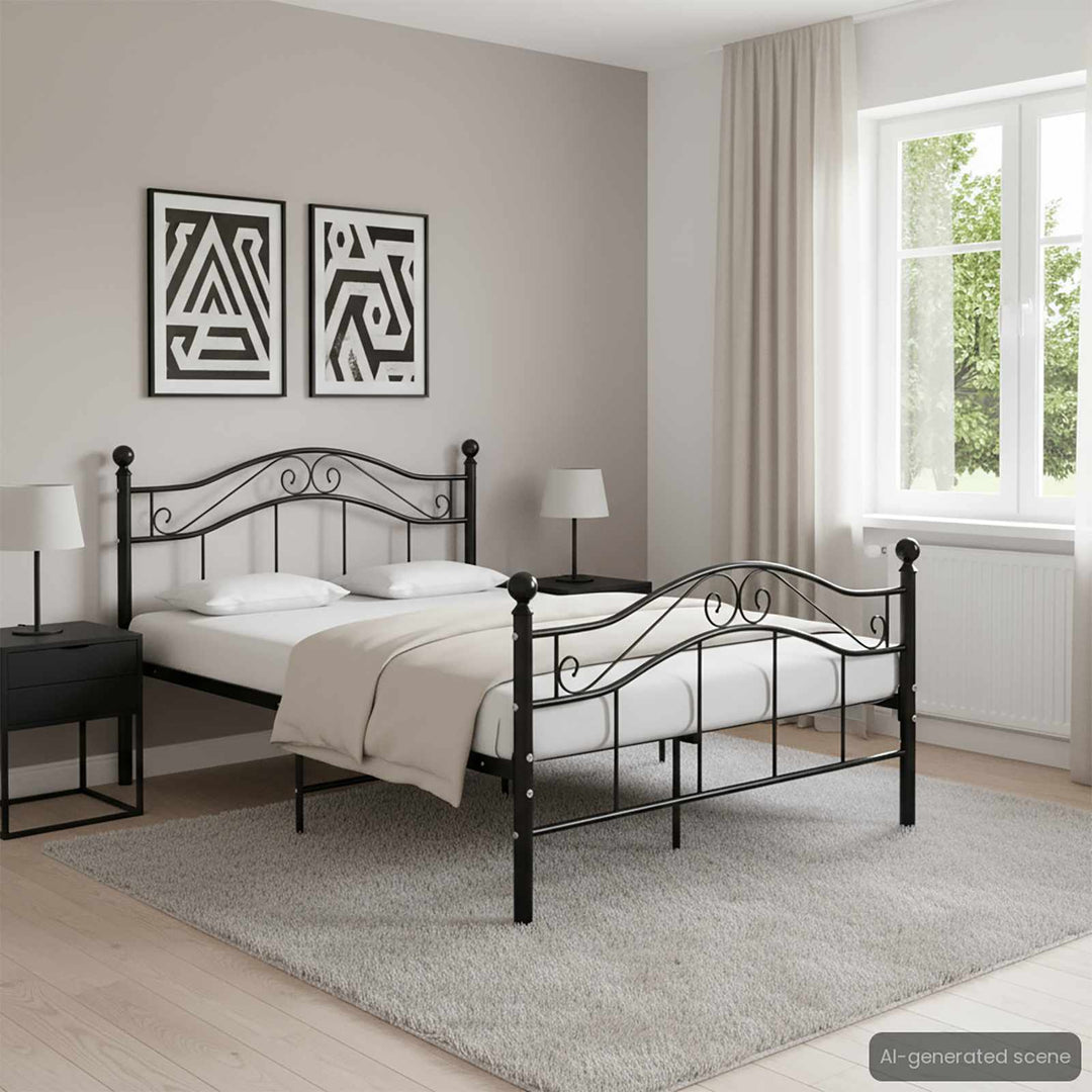 sengestel 120x200 cm metal sort