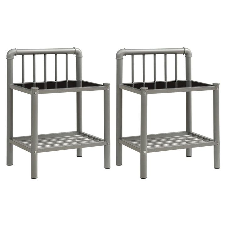 sengeskabe 2 stk. metal og glas grå og sort
