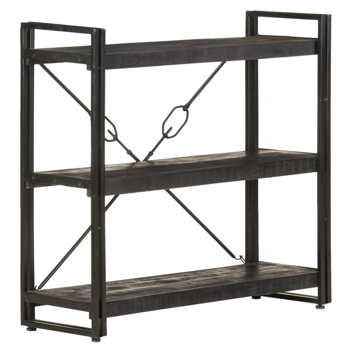 bogreol m. 3 hylder 90x30x80 cm massivt mangotræ sort
