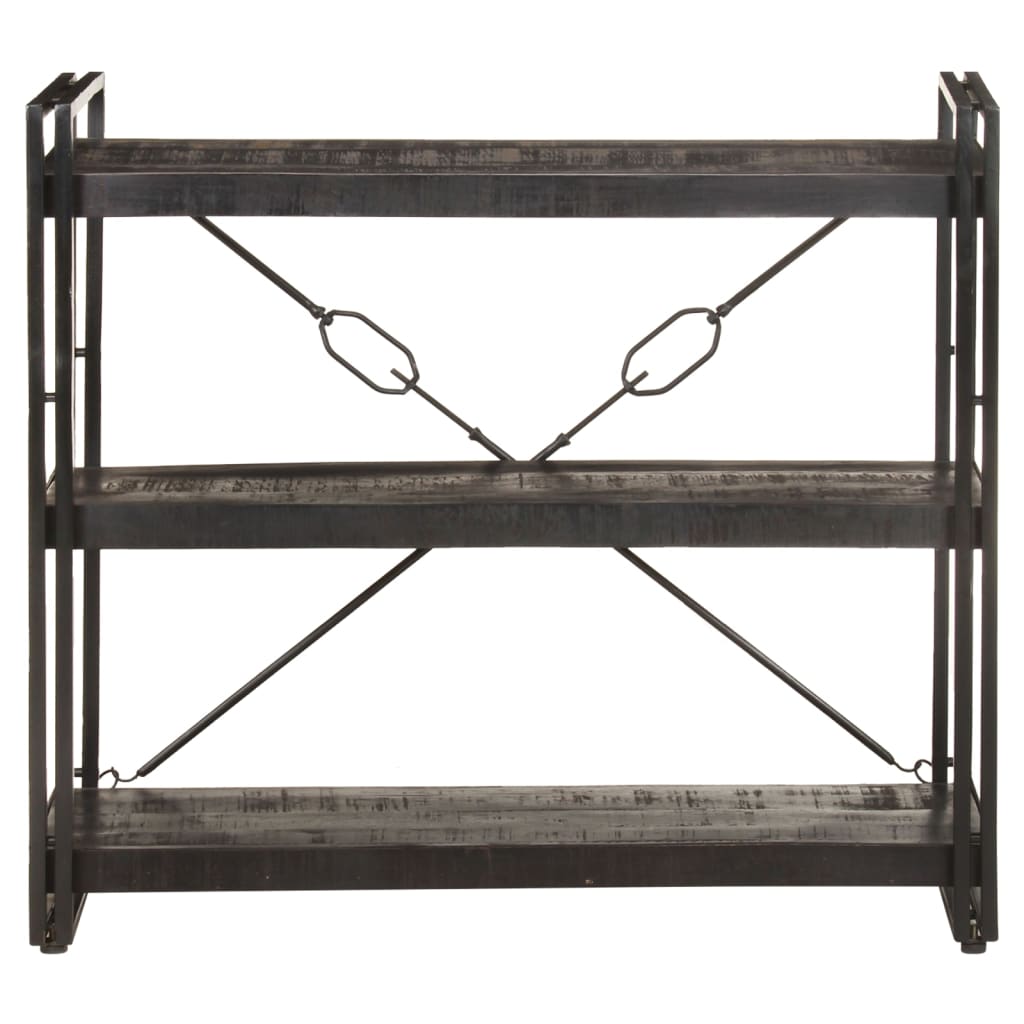 bogreol m. 3 hylder 90x30x80 cm massivt mangotræ sort