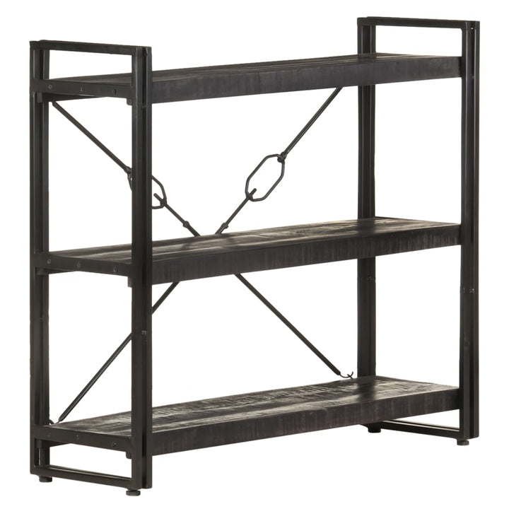 bogreol m. 3 hylder 90x30x80 cm massivt mangotræ sort