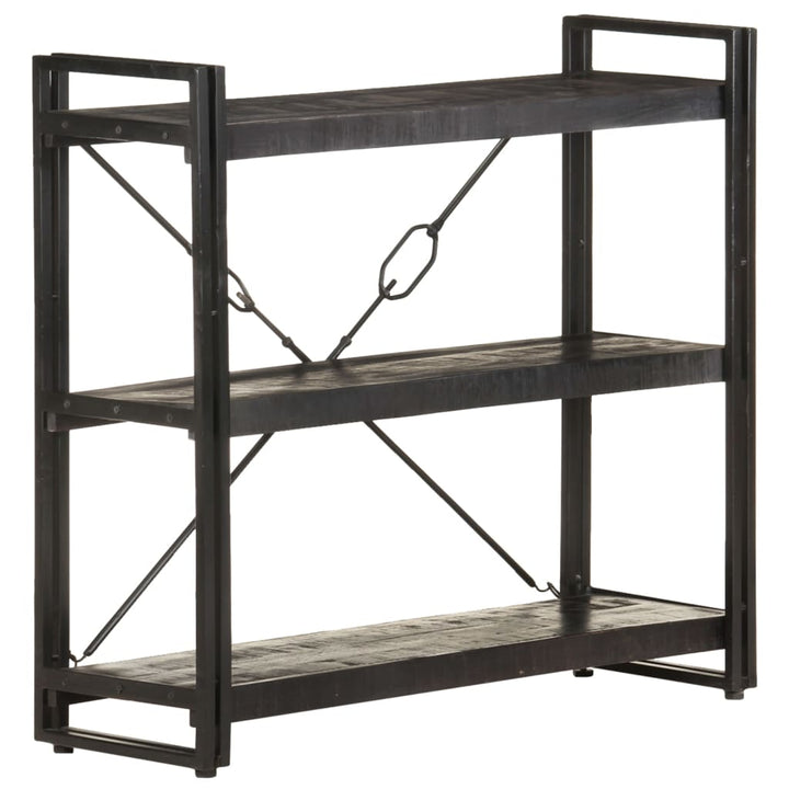 bogreol m. 3 hylder 90x30x80 cm massivt mangotræ sort