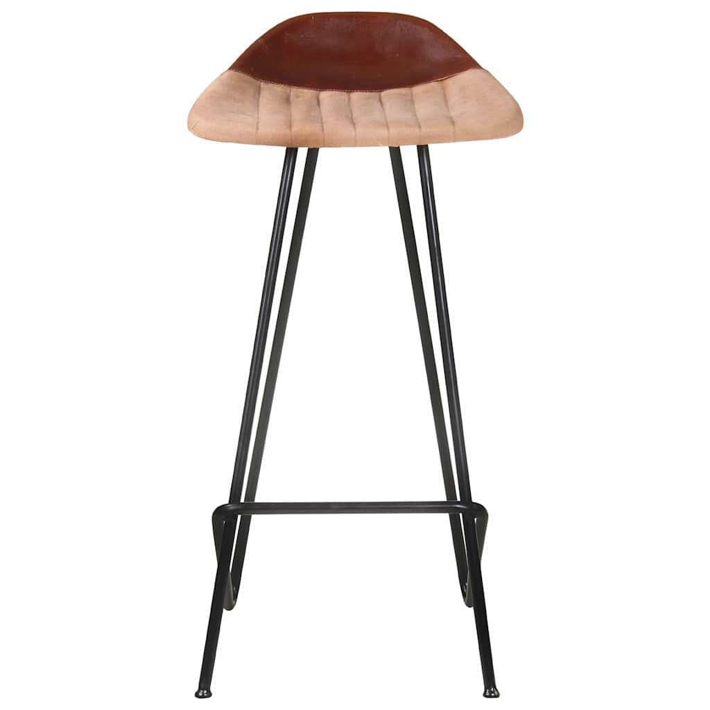 barstole 2 stk. ægte skind brun