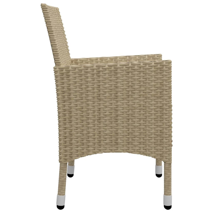 spisebordssæt til haven 3 dele polyrattan og glas beige