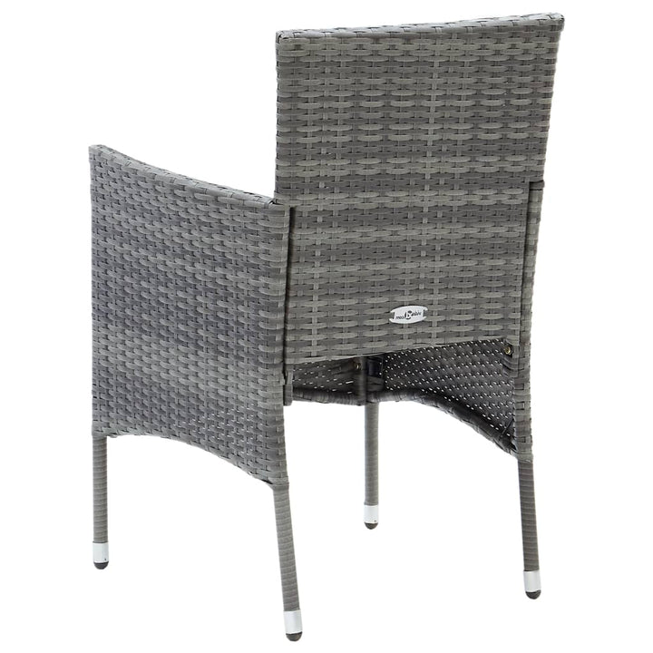 spisebordssæt til haven 5 dele polyrattan og glas grå