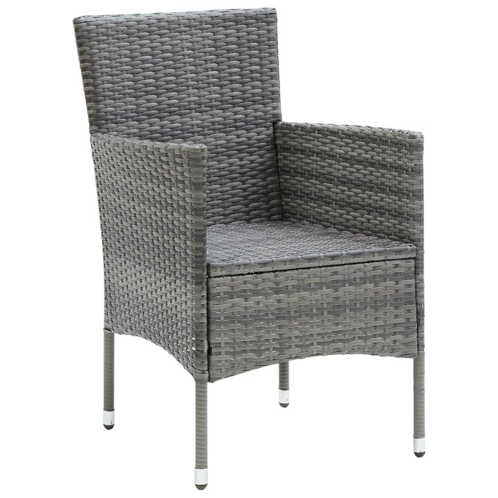 spisebordssæt til haven 5 dele polyrattan og glas grå