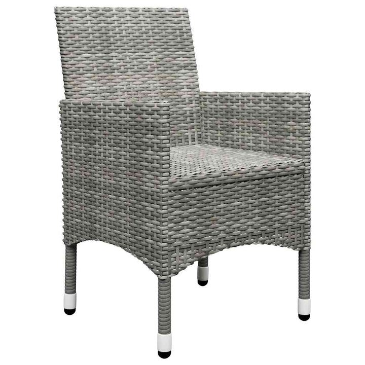bistrosæt til haven 3 dele polyrattan og hærdet glas grå