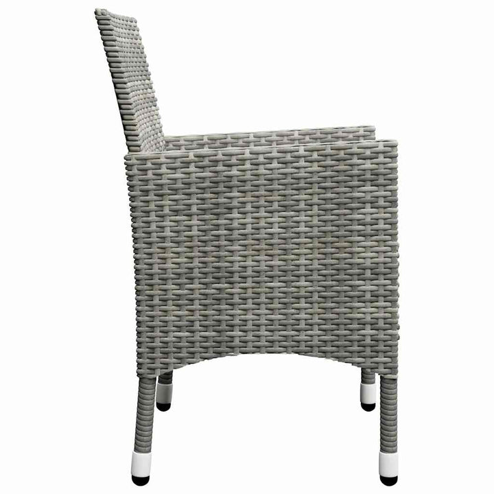 bistrosæt til haven 3 dele polyrattan og hærdet glas grå