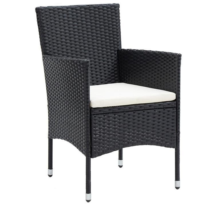 bistrosæt til haven 5 dele polyrattan og hærdet glas sort
