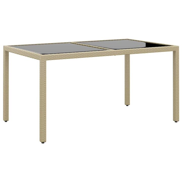 spisebordssæt til haven 7 dele polyrattan og hærdet glas beige
