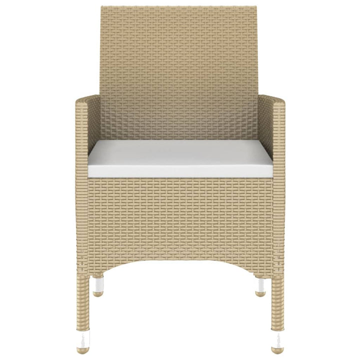 spisebordssæt til haven 3 dele polyrattan beige