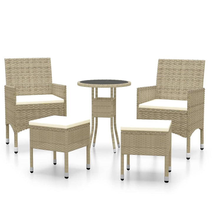 loungesæt til haven 5 dele polyrattan beige