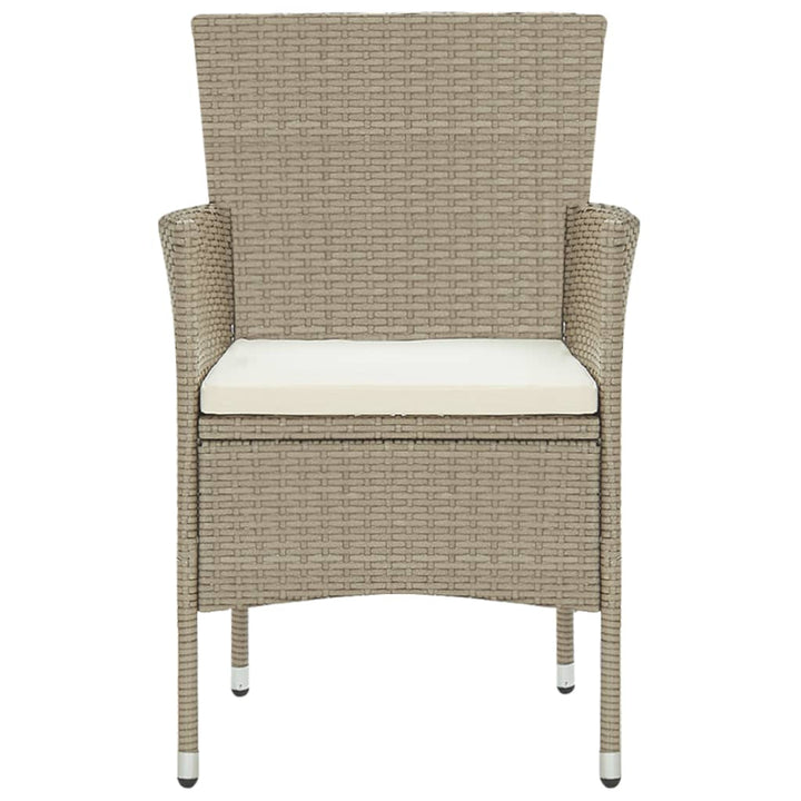 spisebordssæt til haven 3 dele polyrattan beige