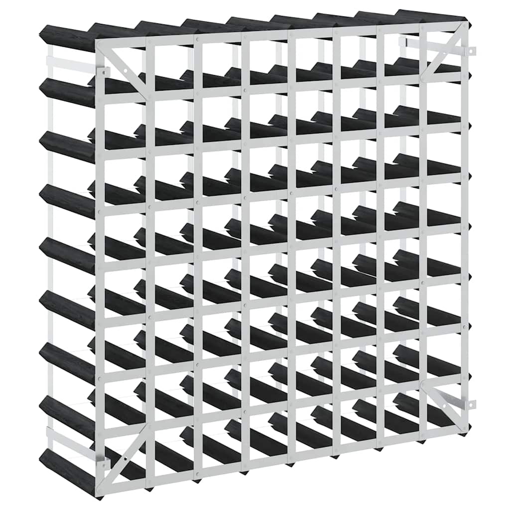 vinreol til 72 flasker massivt fyrretræ sort