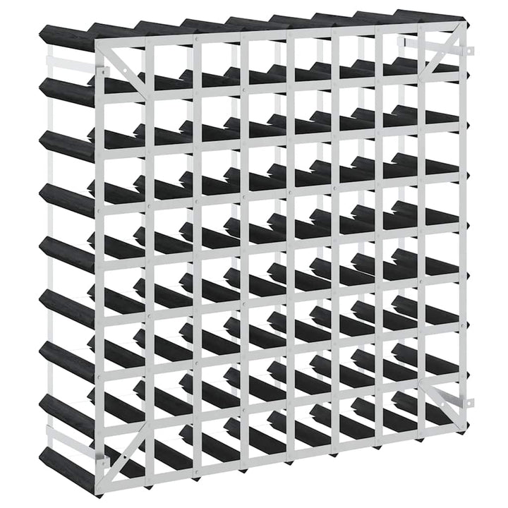 vinreol til 72 flasker massivt fyrretræ sort