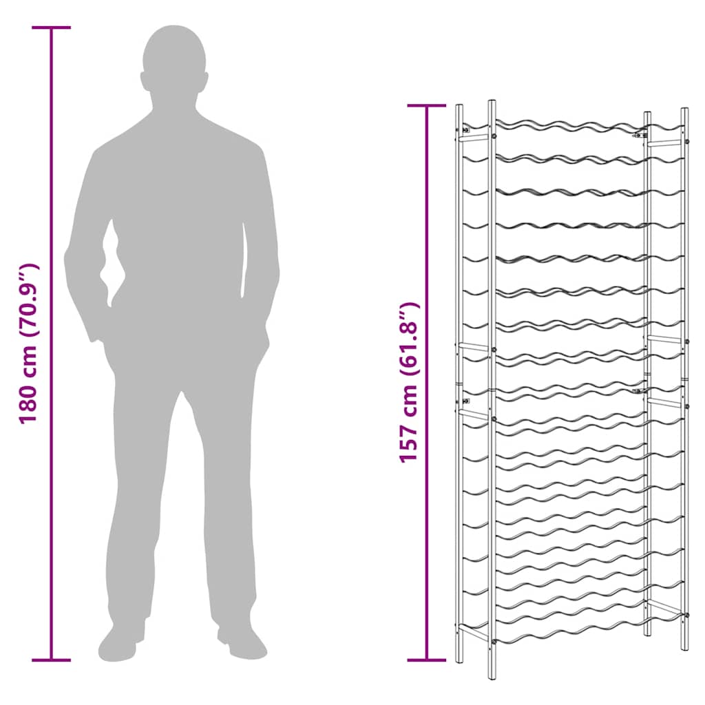 vinreol til 96 flasker jern sort