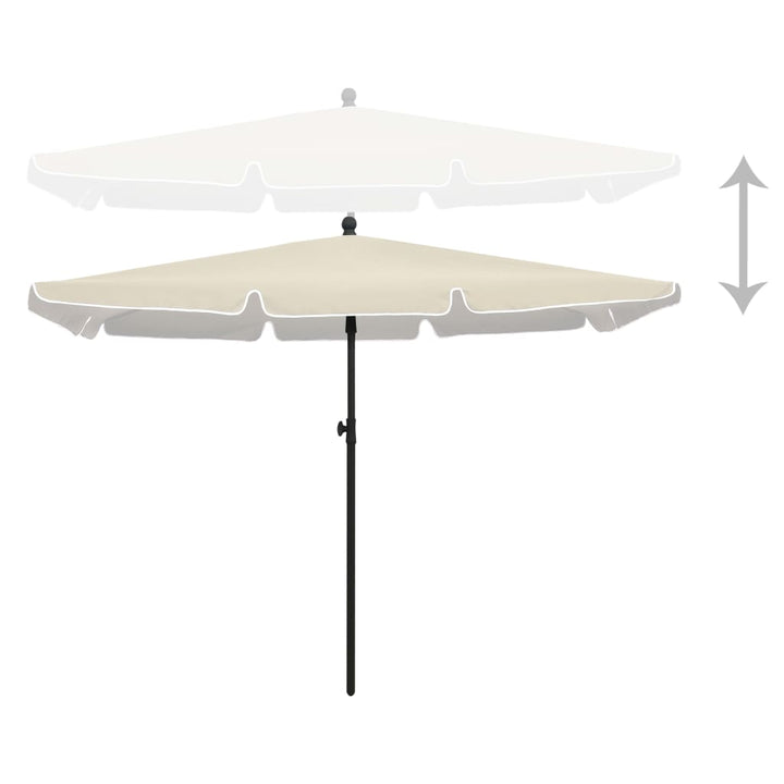 parasol med stang 210x140 cm sandfarvet