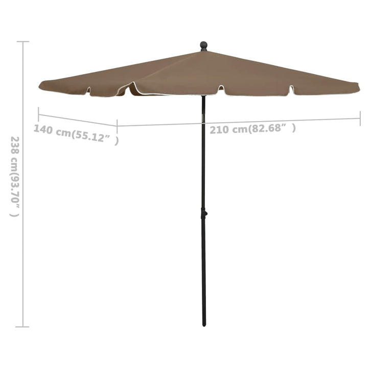 parasol med stang 210x140 cm gråbrun