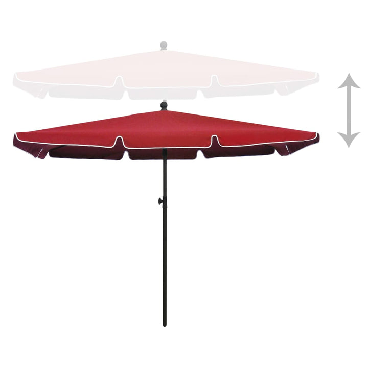 parasol med stang 210x140 cm bordeauxfarvet