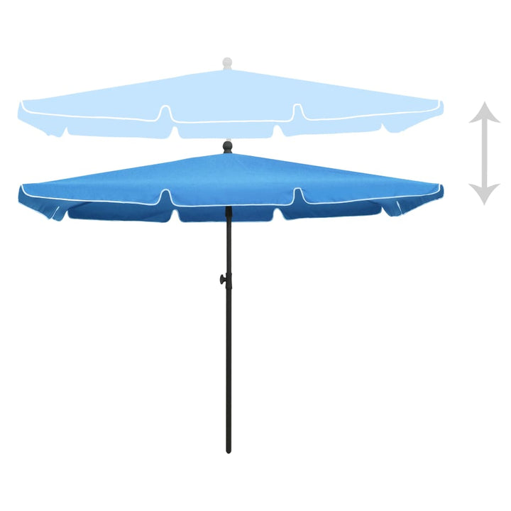 parasol med stang 210x140 cm azurblå