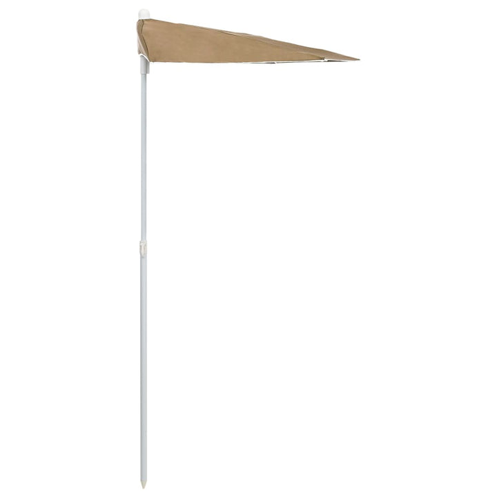 halv parasol med stang 180x90 cm gråbrun