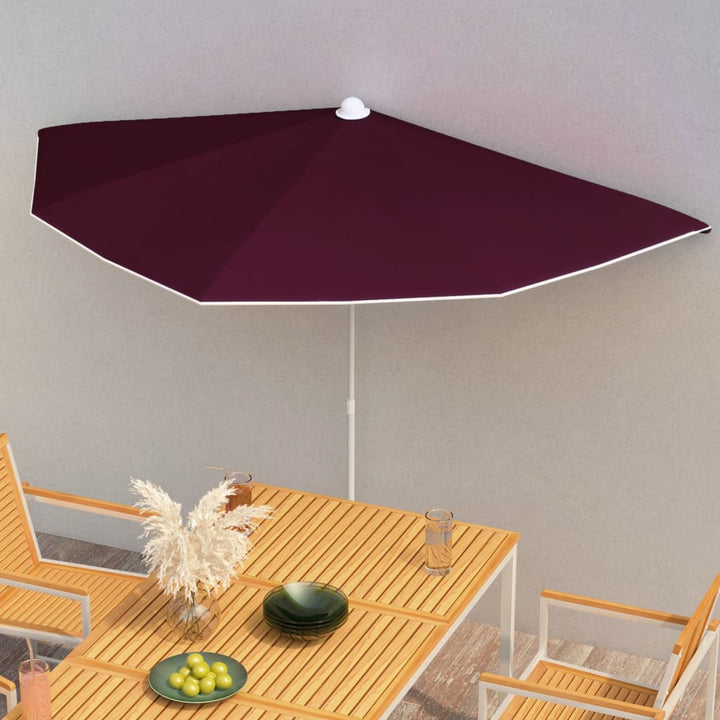 halv parasol med stang 180x90 cm bordeauxrød