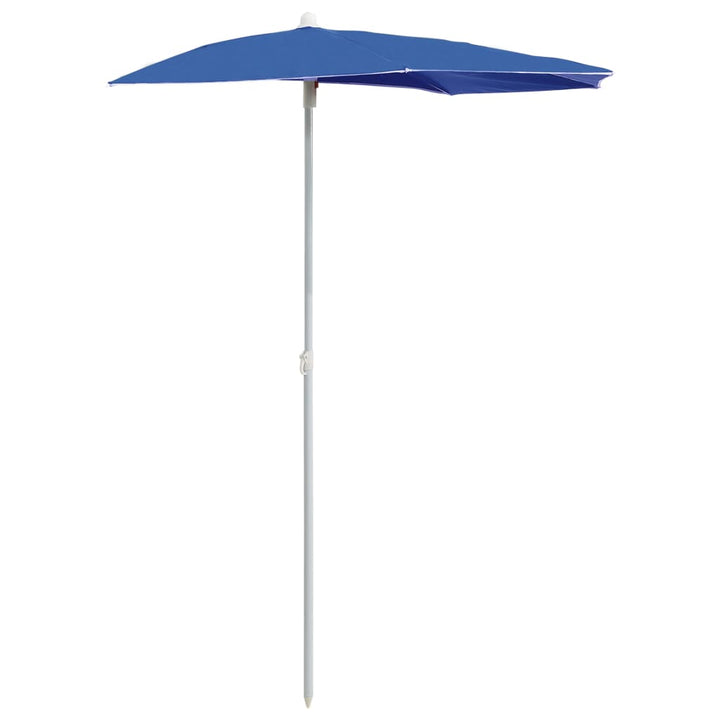 halv parasol med stang 180x90 cm azurblå