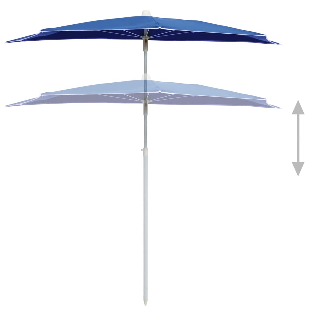 halv parasol med stang 180x90 cm azurblå