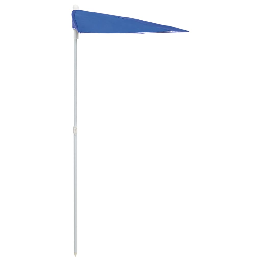 halv parasol med stang 180x90 cm azurblå