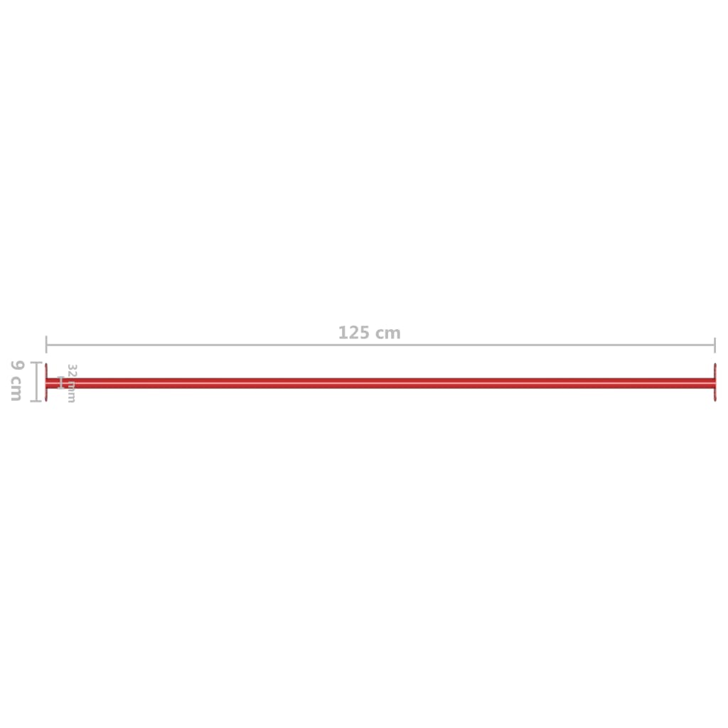 kolbøttestang 3 stk. 125 cm stål rød