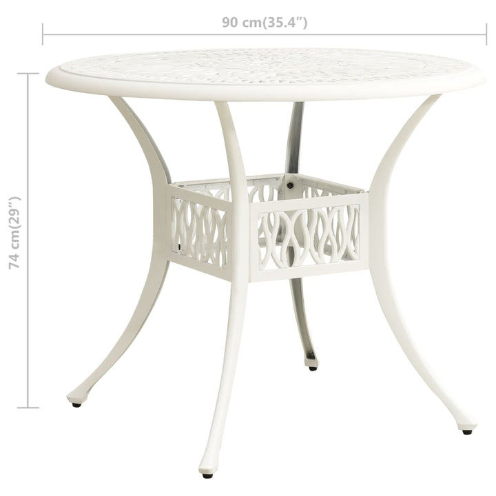 havebord 90x90x74 cm støbt aluminium hvid